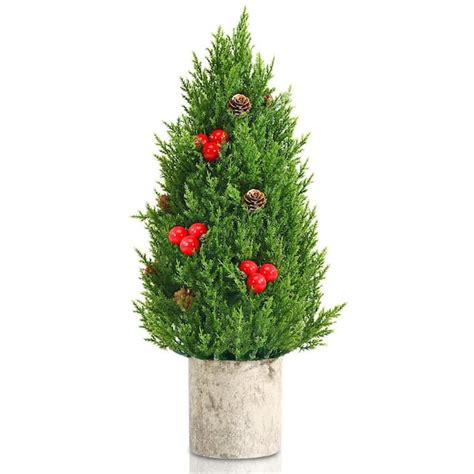 Gymax 18 5 In Artificial Tabletop Christmas Tree Mini Xmas Tree Holiday Decoration Gym08517