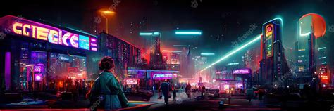 Premium Photo | Cyberpunk city street, night view, futuristic city ...