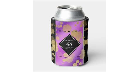 Elegant 48th Amethyst Wedding Anniversary Can Cooler Zazzle