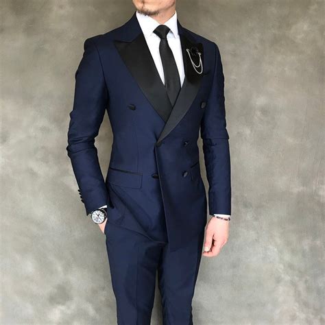 men suits  piece designer tuxedo blue  black style suits wedding
