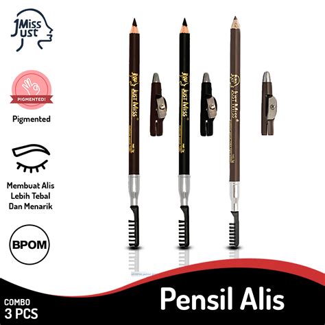 Just Miss Pensil Alis Dengan Serutan Dan Sikat 1 G Paket Hemat COMBO 3