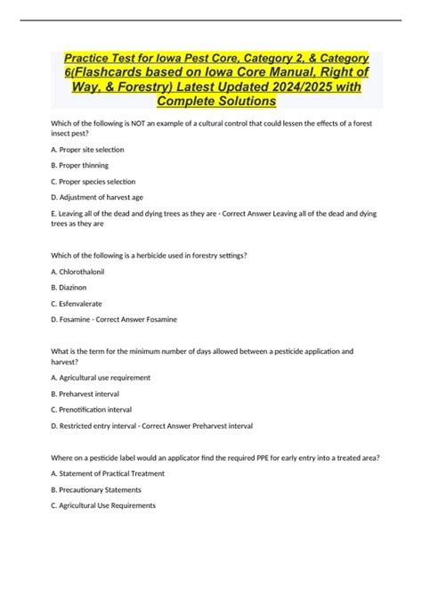 Practice Test for Iowa Pest Core, Category 2, & Category 6(Flashcards