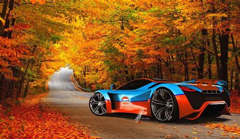 Download Blue Orange Ferrari Parked Autumn Expensive Wallpaper ...