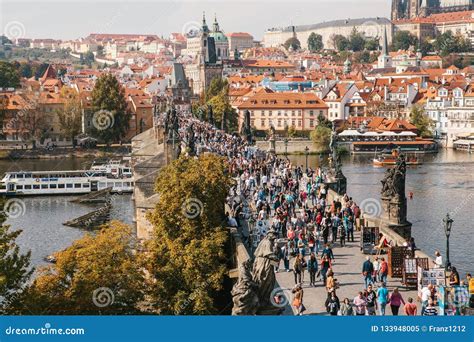 Beautiful Aerial View Of Charles Bridge In Prague In The Czech Republic Editorial Image Image