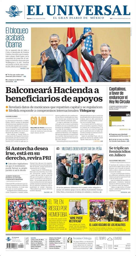 Portadas De Los Principales Diarios De Colombia Y El Mundo Para El 22