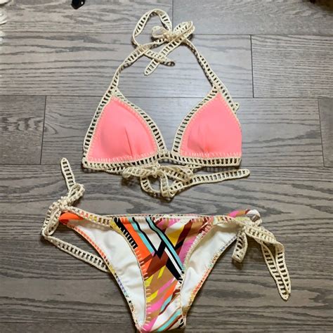 Victorias Secret Swim Bikini Set With Crochet Detail Gem