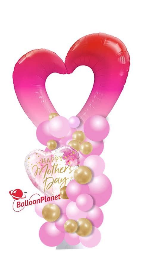 Happy Mothers Day Jumbo Open Heart 5ft Balloon T Column Balloon