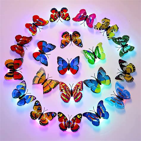 12 Packs LED Flashing Lamp Butterflies Night Light Decoration Butterfly