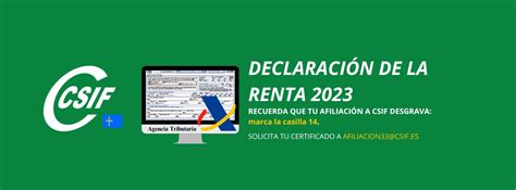 Csif Declaración De La Renta 2023 Tu Cuota Sindical Es Deducible