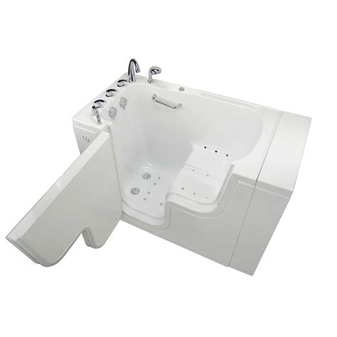 Ella Elite 4 33 Ft X 30 In Acrylic Walk In Soaking Bathtub In White With Left Drain Door 03107