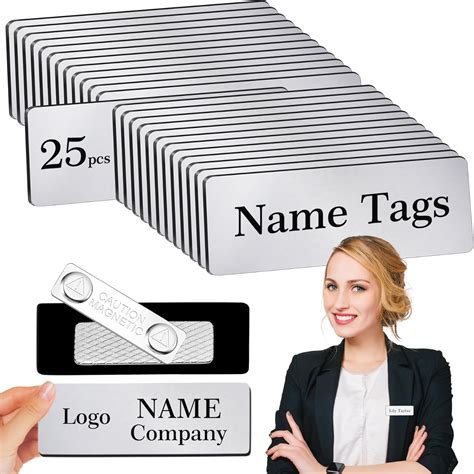 Blank Magnetic Name Tags for Clothes, 25 Pack Plastic Durable ID Name