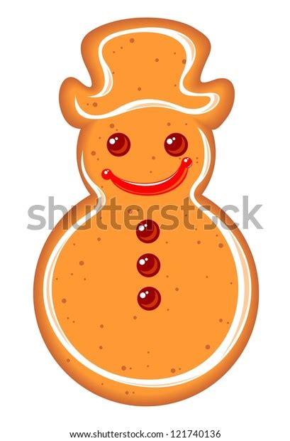 Gingerbread Snowman Isolated On White Background Stock Illustration