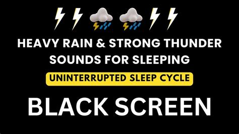 Heavy Rain Strong Thunder Sounds For Sleeping Black Screen Beat