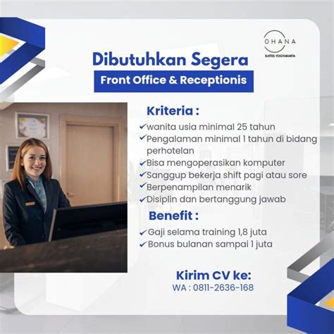 Lowongan Kerja Front Office Receptionist Di Ohana Suites Yogyakarta