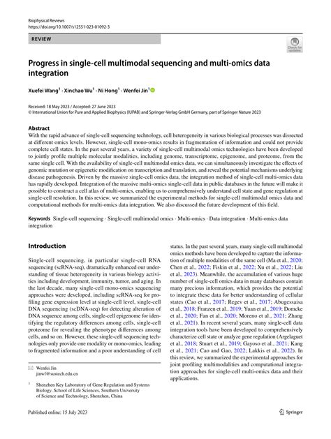 PDF Progress In Single Cell Multimodal Sequencing And Multi Omics