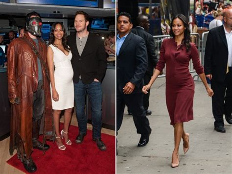 Pregnant Zoe Saldana Wears Calvin Klein Collection During Guardians Of