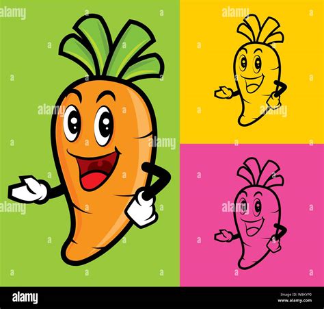 Cartoon Cute Carrot Mascot With Hands Vector Illustration Stock Vector Image And Art Alamy