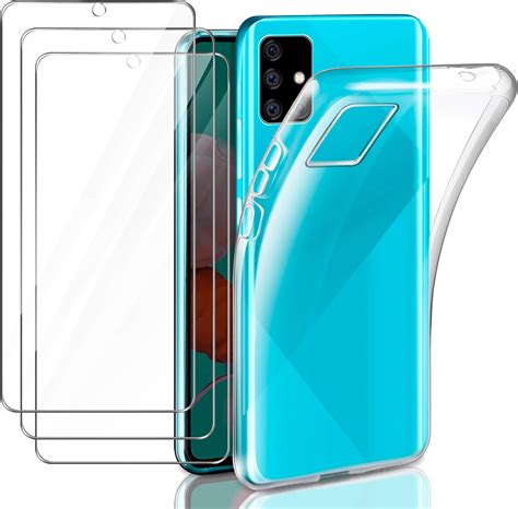 Leathlux Samsung Galaxy A51 Case 3 Pack Samsung Galaxy A51 Tempered