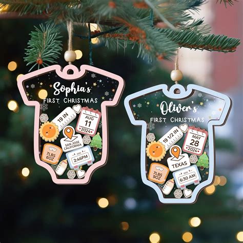 Baby's First Christmas Ornament 2025, Custom New Baby Gift, 4D