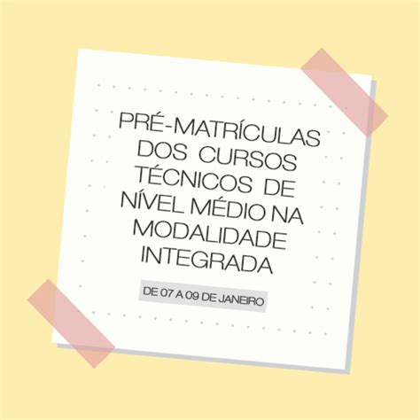 Per Odo De Pr Matr Culas Para Dos Cursos T Cnicos Na Modalidade