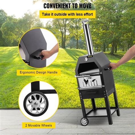 Vevor Outdoor Pizza Oven 12 Portable Charcoal Wood Fired Machine 2 Layer Pizza Oven And Pizza