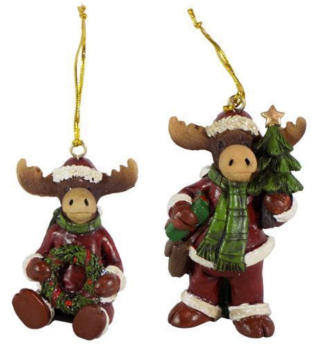 2 Assorted Resin Christmas Moose Ornaments Christmas Moose Ornaments