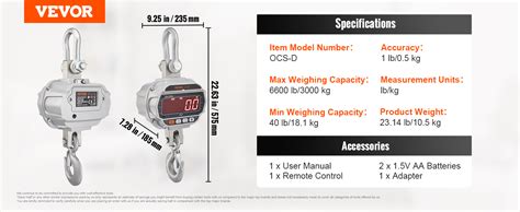 Vevor Balance Suspendue Industrielle Kg Balance Grue Num Rique