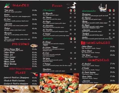 Menu at Aquarium restaurant, Casablanca