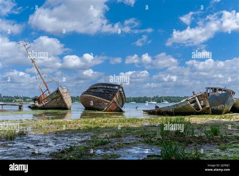 Pin Mill England June View Of The Boat Graveyard At Pin