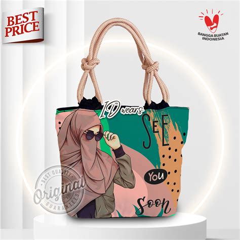 Jual Motif Tas Tote Wanita Totebag Tali Sumbu Kepang Printing