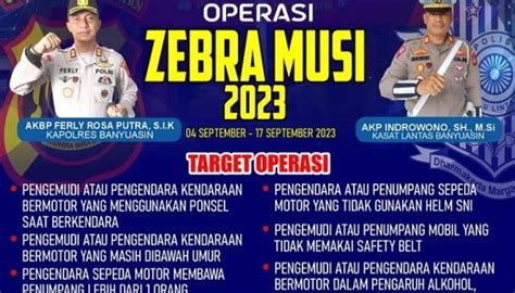 Besok Operasi Zebra Musi Digelar Ini 7 Bentuk Pelanggaran Yang Bakal