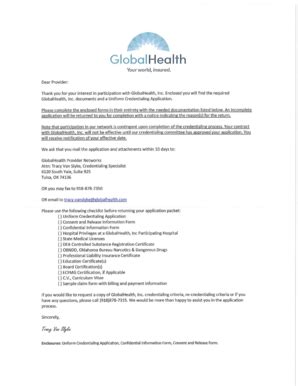 Fillable Online New Provider Credentialing Packet Globalhealth Fax