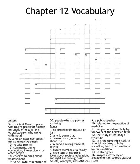 Chapter 12 Vocabulary Crossword WordMint