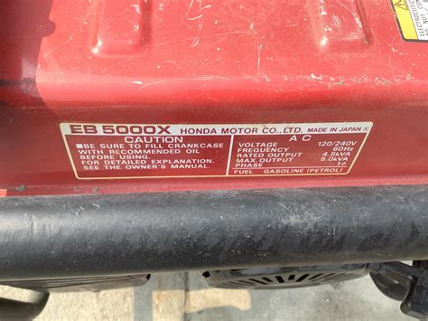 Honda Eb5000 Portable Gas Generator Bigiron Auctions