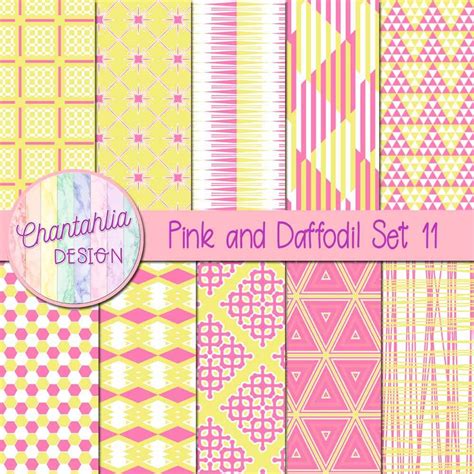 Free Pink And Daffodil Digital Papers With Patterned Designs