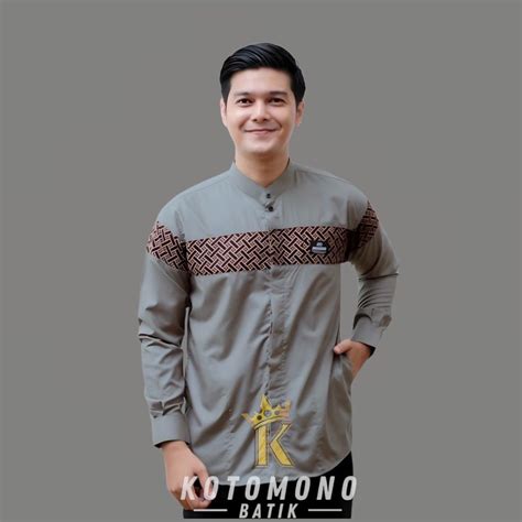 Jual Baju Koko Pria Muslim Terbaru Baju Koko Kombinasi Batik