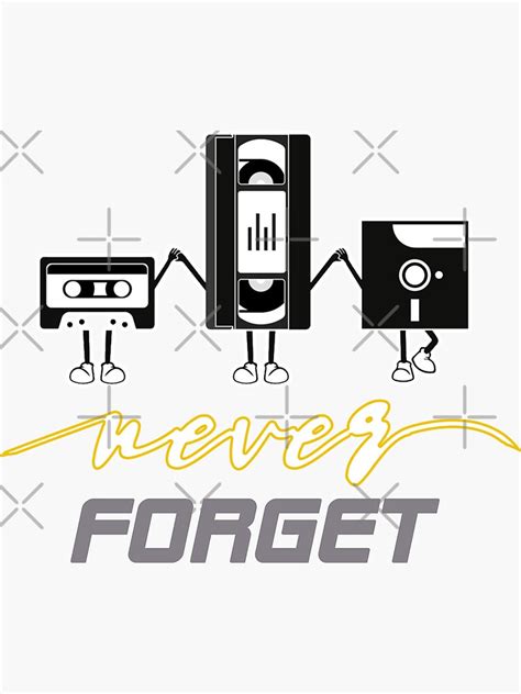 Never Forget Floppy Disk Vhs Cassette Tape Vintage Retro Graphic Design Computer Floppy