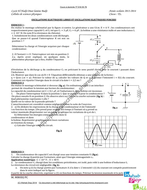 Td Mbodj Physique Chimie Au Lyc E Par Wahab Diop Lsll