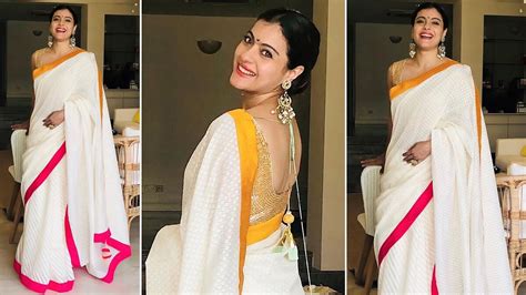 Kajol Devgan Flaunts Six Yards Of Festive Ivory Brilliance Thats Also