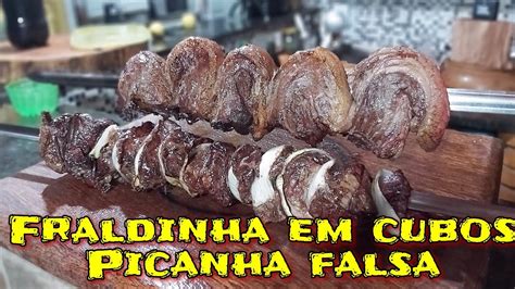 Churrasco De Fraldinha Cortada Em Cubos E Tipo Picanha Falsa