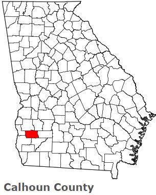 Calhoun County on the map of Georgia 2024. Cities, roads, borders and ...