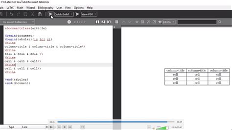 Latex Basics Easily Insert Table Part Tutorial Youtube