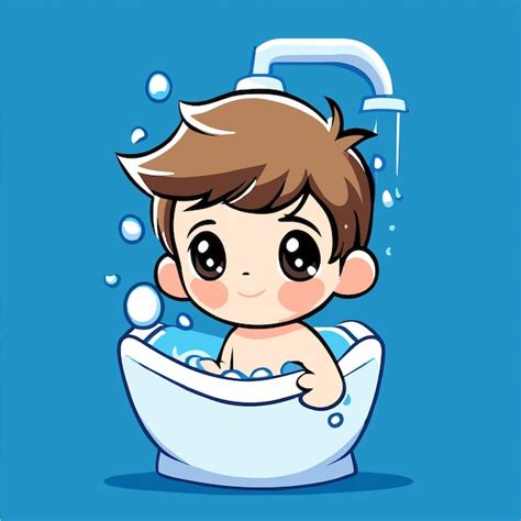 Premium Vector | Cartoon Character Washing Hair Cute Boy Vector ...