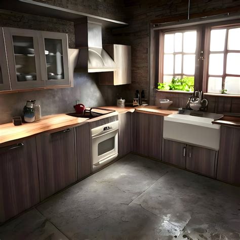 Premium AI Image | Kitchen set in wood style