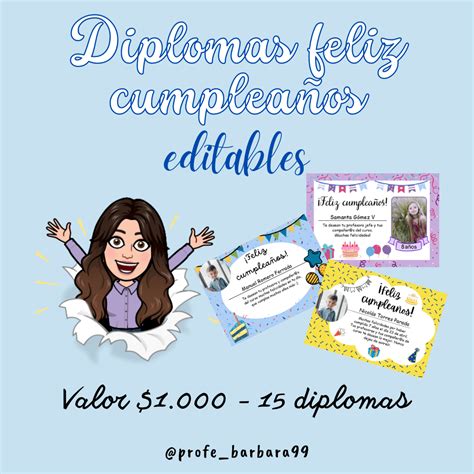 15 DIPLOMAS EDITABLES FELIZ CUMPLEAÑOS XPPP