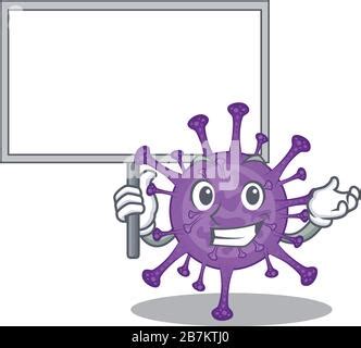 Bovine Virus Cartoon Character Bring Information Board Vector