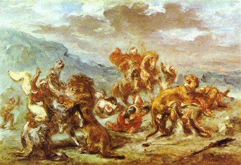 Lion Hunt 1854 By Eugene Delacroix Artchive