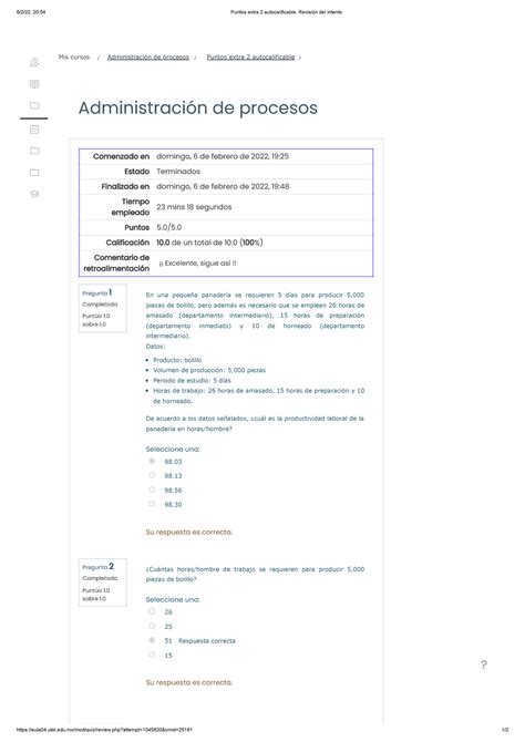 Puntos Extra Autocalificable Revisi N Del Intento Studocu