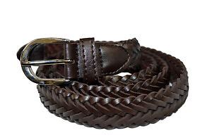 BELT BRAIDED BROWN MEN'S GENUINE LEATHER CASUAL BELT NEW | eBay