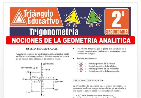 Nociones De La Geometr A Anal Tica Para Segundo De Secundaria Fichas